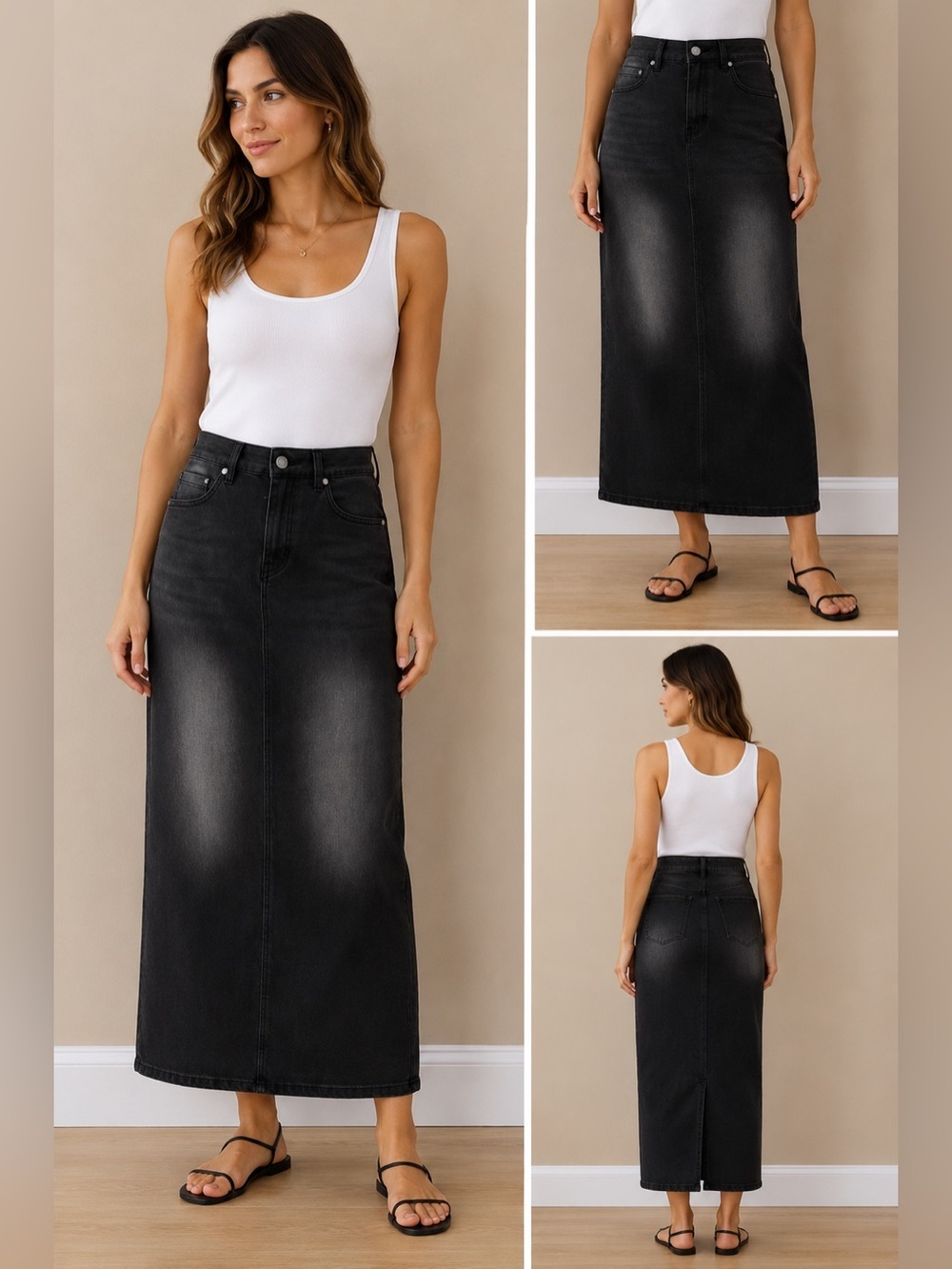 PTCL denim maxi skirt pencil size 26 NWT Goth (26x38”)